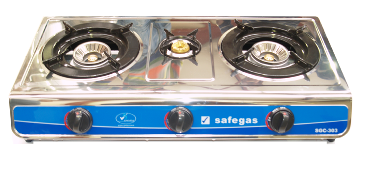 STOVE S/S 3 BURNER SAFEGAS